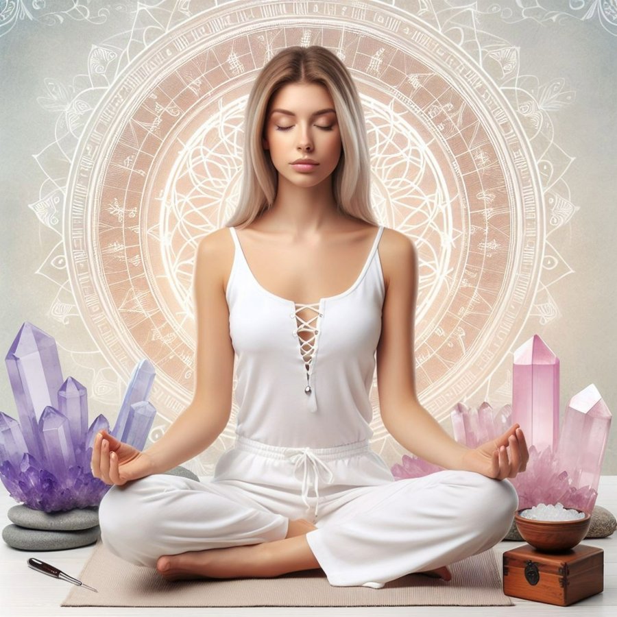 Reiki healing and meditation with crystals